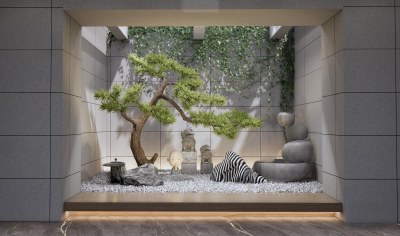 新中式景观造景3D模型下载